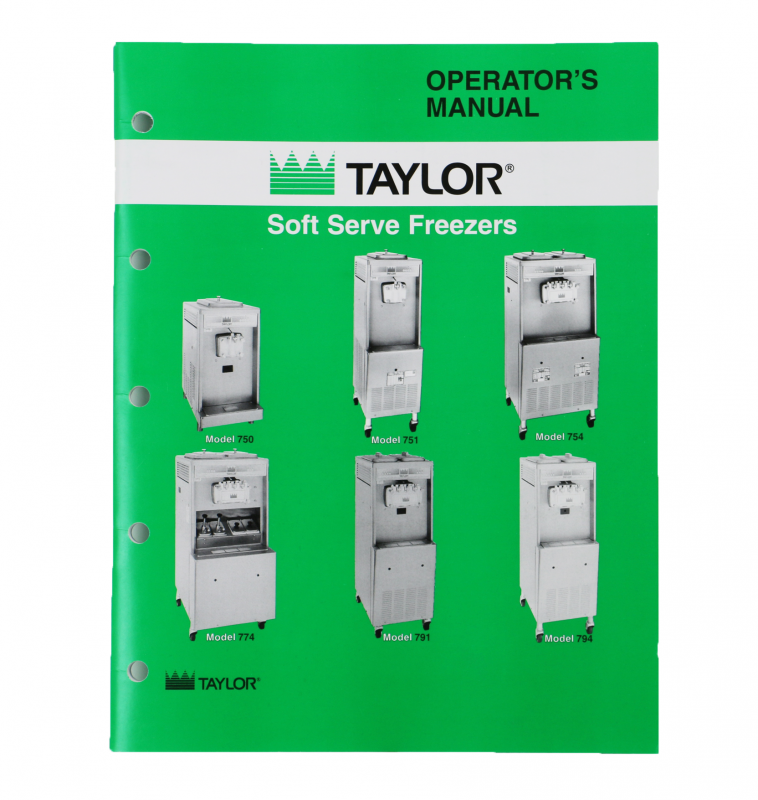 Taylor Operators Manual Paper Copy | Models 750, 751, 754, 774, 791 and 794